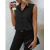 imageHOTOUCH Womens Sleeveless Button Down Shirt Tops V Neck Business Casual Collared Blouses Tank TopBlack