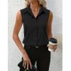 imageHOTOUCH Womens Sleeveless Button Down Shirt Tops V Neck Business Casual Collared Blouses Tank TopBlack