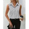 imageHOTOUCH Womens Sleeveless Button Down Shirt Tops V Neck Business Casual Collared Blouses Tank TopBlack White Striped