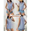 imageHOTOUCH Womens Sleeveless Button Down Shirt Tops V Neck Business Casual Collared Blouses Tank TopBlue White Stripe