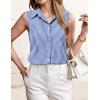 imageHOTOUCH Womens Sleeveless Button Down Shirt Tops V Neck Business Casual Collared Blouses Tank TopBlue White Stripe