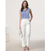 imageHOTOUCH Womens Sleeveless Button Down Shirt Tops V Neck Business Casual Collared Blouses Tank TopBlue White Stripe