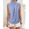 imageHOTOUCH Womens Sleeveless Button Down Shirt Tops V Neck Business Casual Collared Blouses Tank TopBlue White Stripe