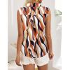 imageHOTOUCH Womens Sleeveless Button Down Shirt Tops V Neck Business Casual Collared Blouses Tank TopBrown Geometric