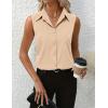 imageHOTOUCH Womens Sleeveless Button Down Shirt Tops V Neck Business Casual Collared Blouses Tank TopCream