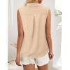 imageHOTOUCH Womens Sleeveless Button Down Shirt Tops V Neck Business Casual Collared Blouses Tank TopCream