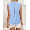 imageHOTOUCH Womens Sleeveless Button Down Shirt Tops V Neck Business Casual Collared Blouses Tank TopLight Blue