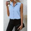 imageHOTOUCH Womens Sleeveless Button Down Shirt Tops V Neck Business Casual Collared Blouses Tank TopLight Blue