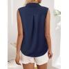 imageHOTOUCH Womens Sleeveless Button Down Shirt Tops V Neck Business Casual Collared Blouses Tank TopNavy