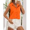 imageHOTOUCH Womens Sleeveless Button Down Shirt Tops V Neck Business Casual Collared Blouses Tank TopOrange