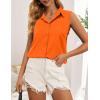 imageHOTOUCH Womens Sleeveless Button Down Shirt Tops V Neck Business Casual Collared Blouses Tank TopOrange