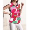 imageHOTOUCH Womens Sleeveless Button Down Shirt Tops V Neck Business Casual Collared Blouses Tank TopPink Geometric