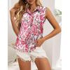 imageHOTOUCH Womens Sleeveless Button Down Shirt Tops V Neck Business Casual Collared Blouses Tank TopPink Paisley