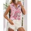 imageHOTOUCH Womens Sleeveless Button Down Shirt Tops V Neck Business Casual Collared Blouses Tank TopPink Paisley