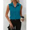 imageHOTOUCH Womens Sleeveless Button Down Shirt Tops V Neck Business Casual Collared Blouses Tank TopTeal Blue