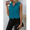 imageHOTOUCH Womens Sleeveless Button Down Shirt Tops V Neck Business Casual Collared Blouses Tank TopTeal Blue