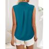 imageHOTOUCH Womens Sleeveless Button Down Shirt Tops V Neck Business Casual Collared Blouses Tank TopTeal Blue