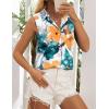 imageHOTOUCH Womens Sleeveless Button Down Shirt Tops V Neck Business Casual Collared Blouses Tank TopTiedyeing Flower