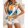 imageHOTOUCH Womens Sleeveless Button Down Shirt Tops V Neck Business Casual Collared Blouses Tank TopTiedyeing Flower