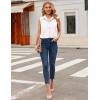 imageHOTOUCH Womens Sleeveless Button Down Shirt Tops V Neck Business Casual Collared Blouses Tank TopWhite