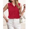 imageHOTOUCH Womens Sleeveless Button Down Shirt Tops V Neck Business Casual Collared Blouses Tank TopWine Red