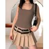 imageZeagoo Womens 2025 Sexy Square Neck Sleeveless Crop Tops Trendy Basic Ribbed Tank TopsClassic Brown