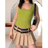 imageZeagoo Womens 2025 Sexy Square Neck Sleeveless Crop Tops Trendy Basic Ribbed Tank TopsClassic Green
