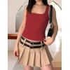 imageZeagoo Womens 2025 Sexy Square Neck Sleeveless Crop Tops Trendy Basic Ribbed Tank TopsClassic Red