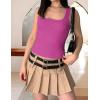 imageZeagoo Womens 2025 Sexy Square Neck Sleeveless Crop Tops Trendy Basic Ribbed Tank TopsRose Red