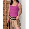 imageZeagoo Womens 2025 Sexy Square Neck Sleeveless Crop Tops Trendy Basic Ribbed Tank TopsRose Red