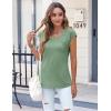 imageZeagoo Womens 3 Pack Cap Sleeve T Shirts V Neck Basic Tees Tops with Pocket Fashion Trendy Casual Summer Outfits Clothes 20253 Packblue Flower  Light Green  Wine Red