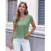 imageZeagoo Womens 3 Pack Cap Sleeve T Shirts V Neck Basic Tees Tops with Pocket Fashion Trendy Casual Summer Outfits Clothes 20253 Packlight Green  Wine Red  Black