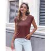 imageZeagoo Womens 3 Pack Cap Sleeve T Shirts V Neck Basic Tees Tops with Pocket Fashion Trendy Casual Summer Outfits Clothes 20253 Packwine Red  White  Black