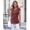 imageZeagoo Womens 3 Pack Cap Sleeve T Shirts V Neck Basic Tees Tops with Pocket Fashion Trendy Casual Summer Outfits Clothes 2025Wine Red