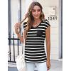 imageZeagoo Womens 3 Pack Cap Sleeve T Shirts V Neck Basic Tees Tops with Pocket Fashion Trendy Casual Summer Outfits Clothes 2025Zblack Stripe