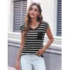 imageZeagoo Womens 3 Pack Cap Sleeve T Shirts V Neck Basic Tees Tops with Pocket Fashion Trendy Casual Summer Outfits Clothes 2025Zblack Stripe