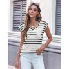 imageZeagoo Womens 3 Pack Cap Sleeve T Shirts V Neck Basic Tees Tops with Pocket Fashion Trendy Casual Summer Outfits Clothes 2025Zwhite Stripe