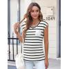 imageZeagoo Womens 3 Pack Cap Sleeve T Shirts V Neck Basic Tees Tops with Pocket Fashion Trendy Casual Summer Outfits Clothes 2025Zwhite Stripe