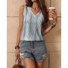 imageZeagoo Womens Tank Tops Loose Fit Casual V Neck Boho Summer Pleated Sleeveless Shirts Basic Trendy Outfits ClothesBlack White Stripe
