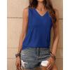 imageZeagoo Womens Tank Tops Loose Fit Casual V Neck Boho Summer Pleated Sleeveless Shirts Basic Trendy Outfits ClothesBlue