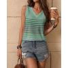 imageZeagoo Womens Tank Tops Loose Fit Casual V Neck Boho Summer Pleated Sleeveless Shirts Basic Trendy Outfits ClothesCyan Colorful Stripe