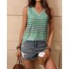 imageZeagoo Womens Tank Tops Loose Fit Casual V Neck Boho Summer Pleated Sleeveless Shirts Basic Trendy Outfits ClothesCyan Colorful Stripe