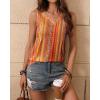 imageZeagoo Womens Tank Tops Loose Fit Casual V Neck Boho Summer Pleated Sleeveless Shirts Basic Trendy Outfits ClothesOrange Boho Stripe