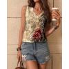 imageZeagoo Womens Tank Tops Loose Fit Casual V Neck Boho Summer Pleated Sleeveless Shirts Basic Trendy Outfits ClothesRed Flower