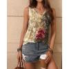 imageZeagoo Womens Tank Tops Loose Fit Casual V Neck Boho Summer Pleated Sleeveless Shirts Basic Trendy Outfits ClothesRed Flower