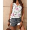 imageZeagoo Womens Tank Tops Loose Fit Casual V Neck Boho Summer Pleated Sleeveless Shirts Basic Trendy Outfits ClothesWhite Pink Flower