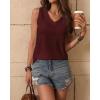 imageZeagoo Womens Tank Tops Loose Fit Casual V Neck Boho Summer Pleated Sleeveless Shirts Basic Trendy Outfits ClothesWine Red