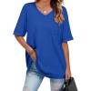 imageHOTOUCH Women Oversized T Shirts V Neck Short Sleeve Tees Casual Loose Tunic Summer Tops with PocketDark Blue