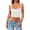 imageZeagoo Womens 2025 Sexy Square Neck Sleeveless Crop Tops Trendy Basic Ribbed Tank TopsAwhite
