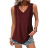 imageZeagoo Womens Tank Tops Loose Fit Casual V Neck Boho Summer Pleated Sleeveless Shirts Basic Trendy Outfits ClothesWine Red